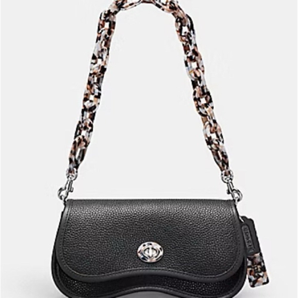 NWT Coach Wavy Dinky Bag Shoulder & Crossbody Coachtopia Black Leather CK113 - Picture 2 of 16